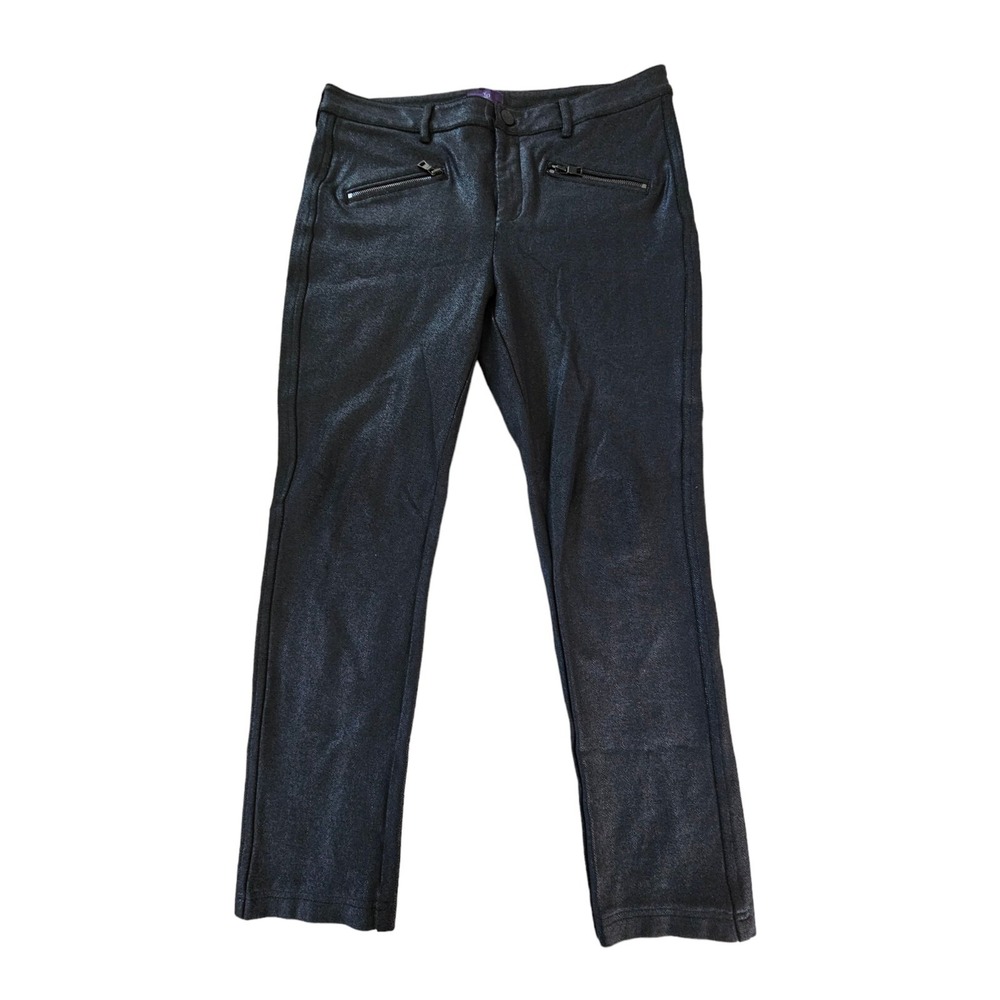 NYDJ Jeans Black Sz 10 Polished Shiny Skinny Lift & Tuck Tech Stretch Leggings